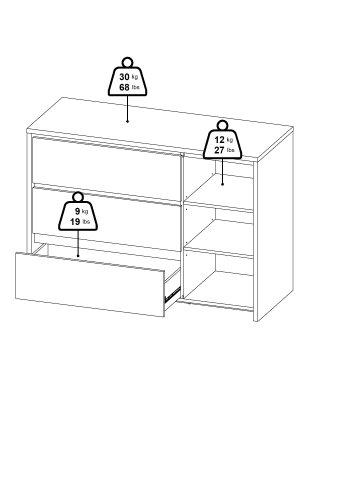 TVILUM Next skjenk med 1 d�r og 3 skuffer