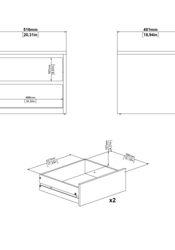 TVILUM Next nattbord med 2 skuffer