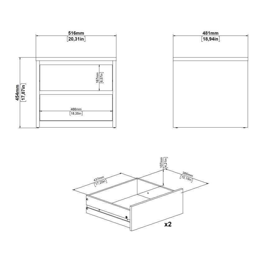 TVILUM Next nattbord med 2 skuffer