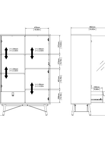 TVILUM Ry porcel�nsskab 1 d�r + 1 vitrine + 1 skuffe - Parcel