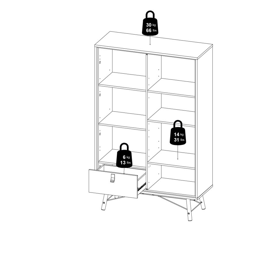 TVILUM Ry porcel�nsskab 1 d�r + 1 vitrine + 1 skuffe - Parcel