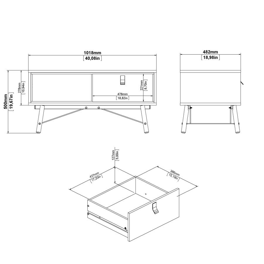 TVILUM Ry soffbord med 1 l�da - Parcel