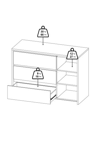 TVILUM Next skjenk med 1 d�r og 3 skuffer - Parcel