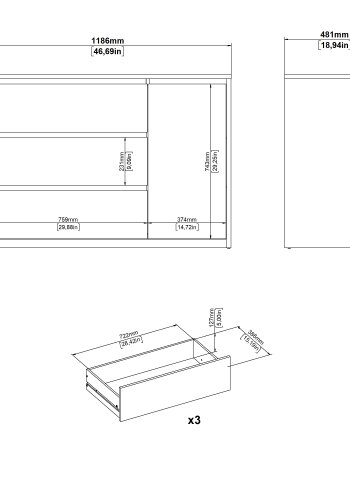 TVILUM Next skjenk med 1 d�r og 3 skuffer - Parcel