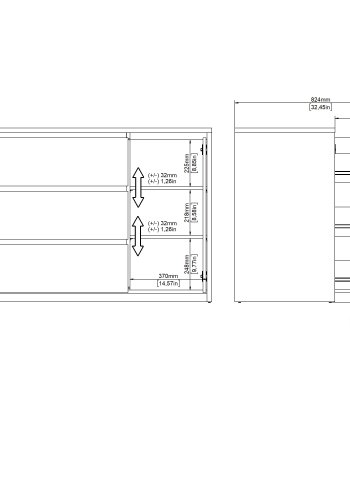 TVILUM Next skjenk med 1 d�r og 3 skuffer - Parcel