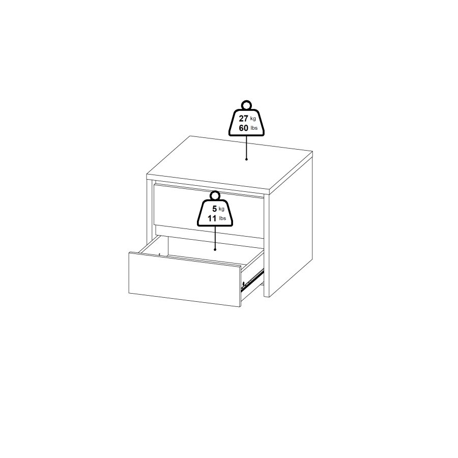 TVILUM Next Nattbord 2 skuffer - Pakke