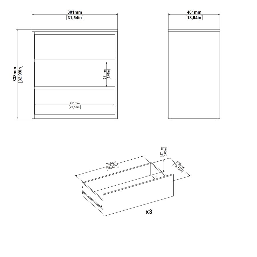 TVILUM Next Byr� med 3 l�dor - Parcel