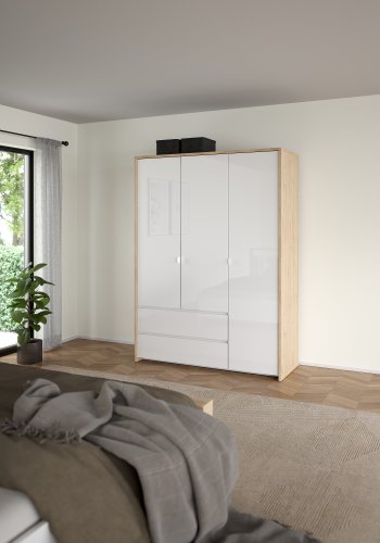 TVILUM Next Garderob med 3 d�rrar och 2 l�dor - Paket