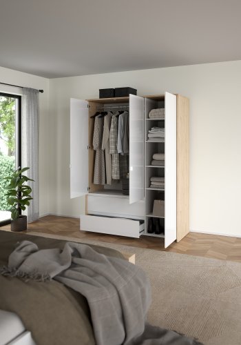 TVILUM Next Garderob med 3 d�rrar och 2 l�dor - Paket