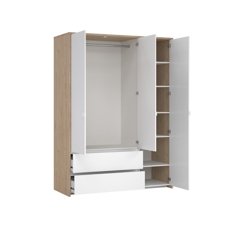 TVILUM Next Garderob med 3 d&ouml;rrar och 2 l�dor - Paket