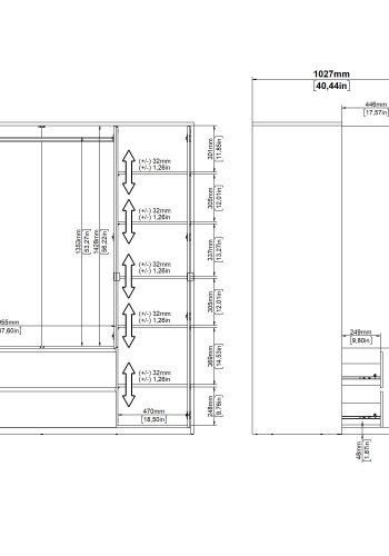 TVILUM Next Garderob med 3 d&ouml;rrar och 2 l�dor - Paket
