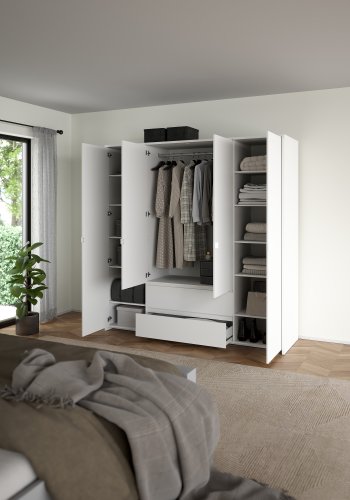 TVILUM Next Garderob med 4 d�rrar och 2 l�dor - Paket