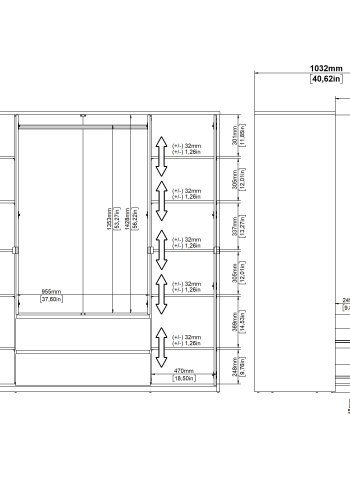 TVILUM Next Garderob med 4 d&ouml;rrar och 2 l�dor - Paket