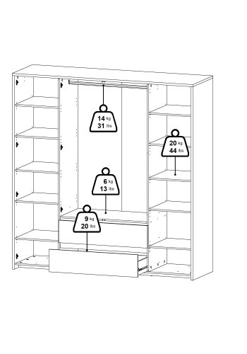 TVILUM Next Garderob med 4 d&ouml;rrar och 2 l�dor - Paket