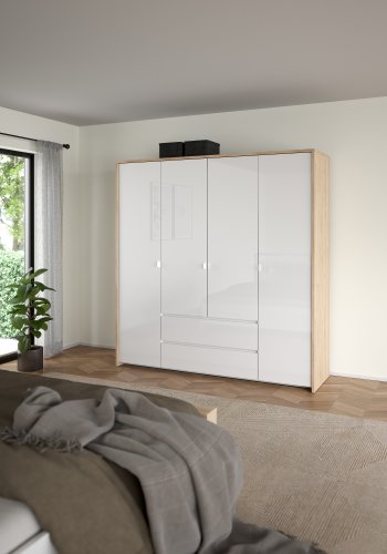 TVILUM Next Garderob med 4 d�rrar och 2 l�dor - Paket