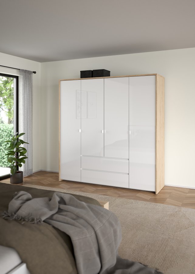 TVILUM Next Garderob med 4 d&ouml;rrar och 2 l�dor - Paket