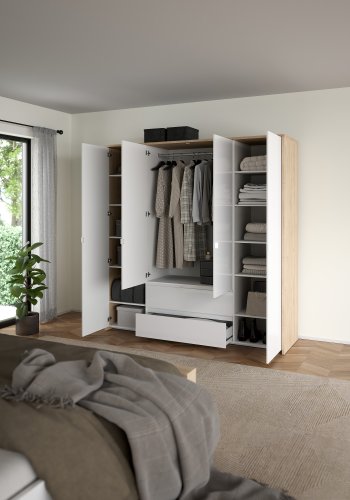 TVILUM Next Garderob med 4 d�rrar och 2 l�dor - Paket