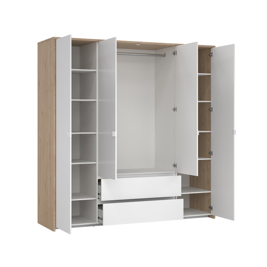 TVILUM Next Garderob med 4 d&ouml;rrar och 2 l�dor - Paket