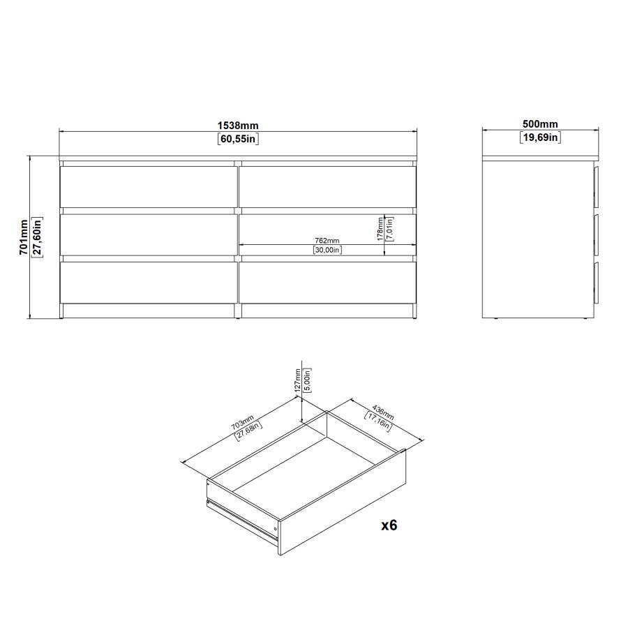 TVILUM Naia Dubbelbyr� med 6 l�dor - Parcel