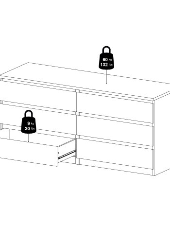 TVILUM Naia Dubbelbyr� med 6 l�dor - Parcel