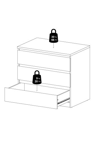 TVILUM Naia Byr� med 3 l�dor - Paket