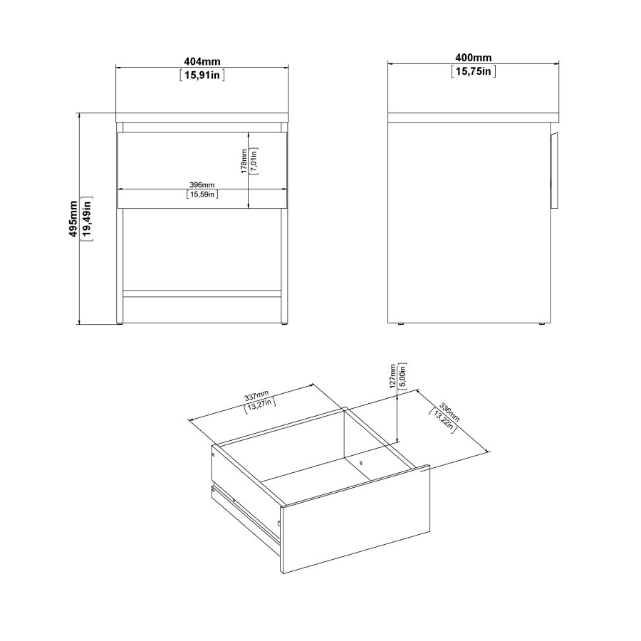 TVILUM Naia Nattbord 1 skuff - Pakke