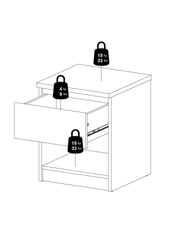 TVILUM Naia Nattbord 1 skuff - Pakke