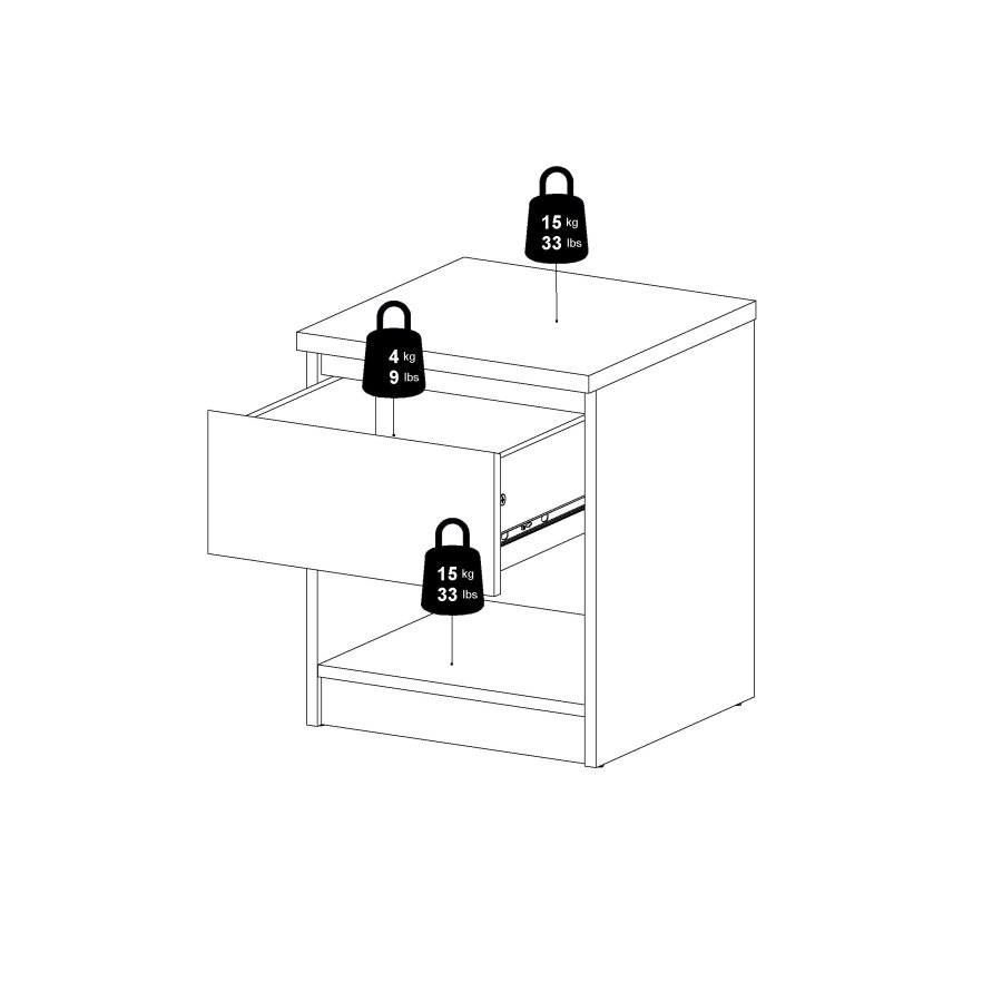 TVILUM Naia Nattbord 1 skuff - Pakke