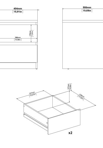 TVILUM Naia Nattduksbord med 2 l�dor - Paket