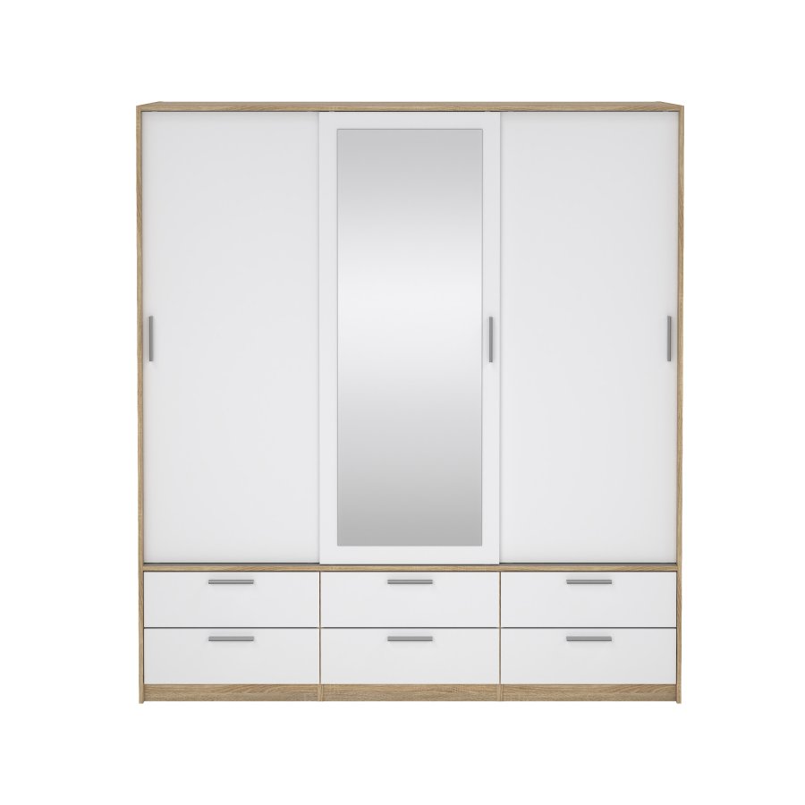 TVILUM Line Garderob med 3 d&ouml;rrar + 6 l�dor - Paket