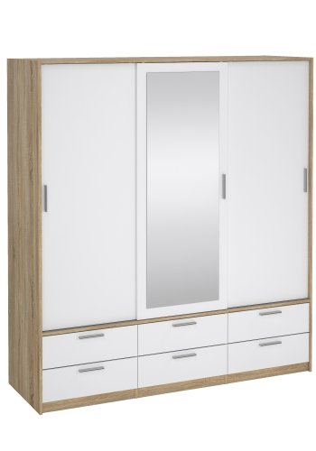 TVILUM Line Garderob med 3 d�rrar + 6 l�dor - Paket