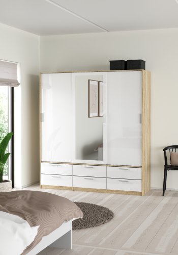 TVILUM Line Garderob med 3 d�rrar + 6 l�dor - Paket