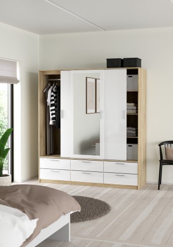 TVILUM Line Garderob med 3 d�rrar + 6 l�dor - Paket