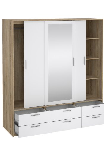 TVILUM Line Garderob med 3 d&ouml;rrar + 6 l�dor - Paket