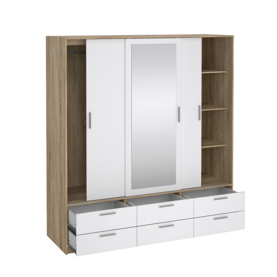 TVILUM Line Garderob med 3 d&ouml;rrar + 6 l�dor - Paket