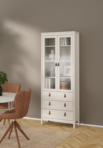 TVILUM Madrid porslinssk�p 2 d�rrar med glas + 3 l�dor - Parcel