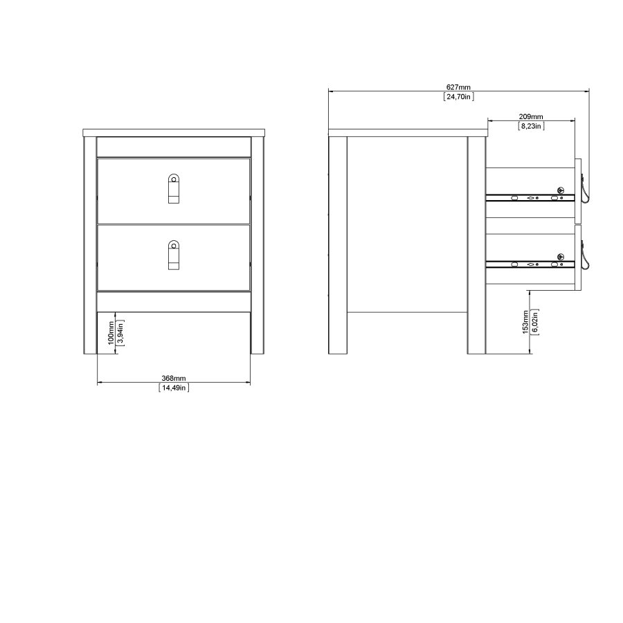 TVILUM Madrid Nattduksbord 2 l�dor - Paket