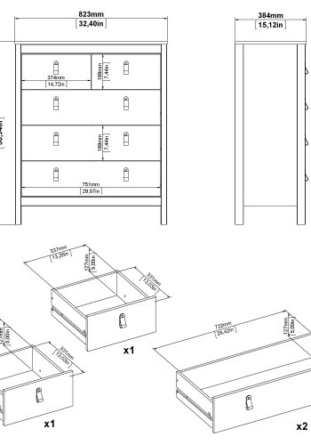 TVILUM Madrid Byr� 3+2 - Paket