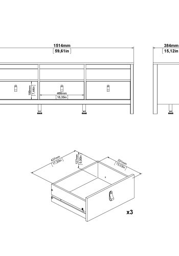 TVILUM Madrid TV-m�bel med 3 skuffer - Parcel