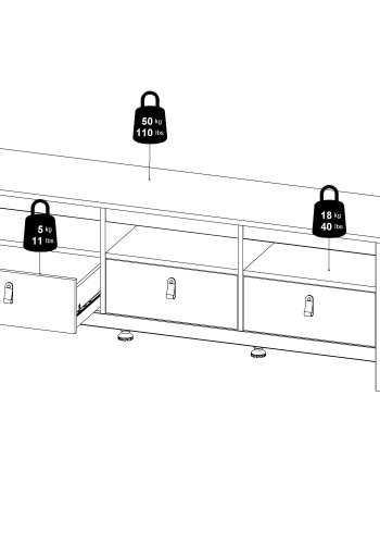 TVILUM Madrid TV-m�bel med 3 skuffer - Parcel