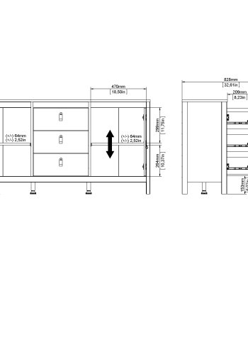 TVILUM Madrid skjenk 2 d�rer + 3 skuffer - Parcel