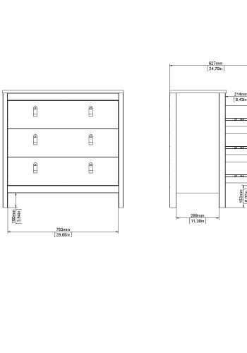 TVILUM Madrid Byr� med 3 l�dor - Parcel