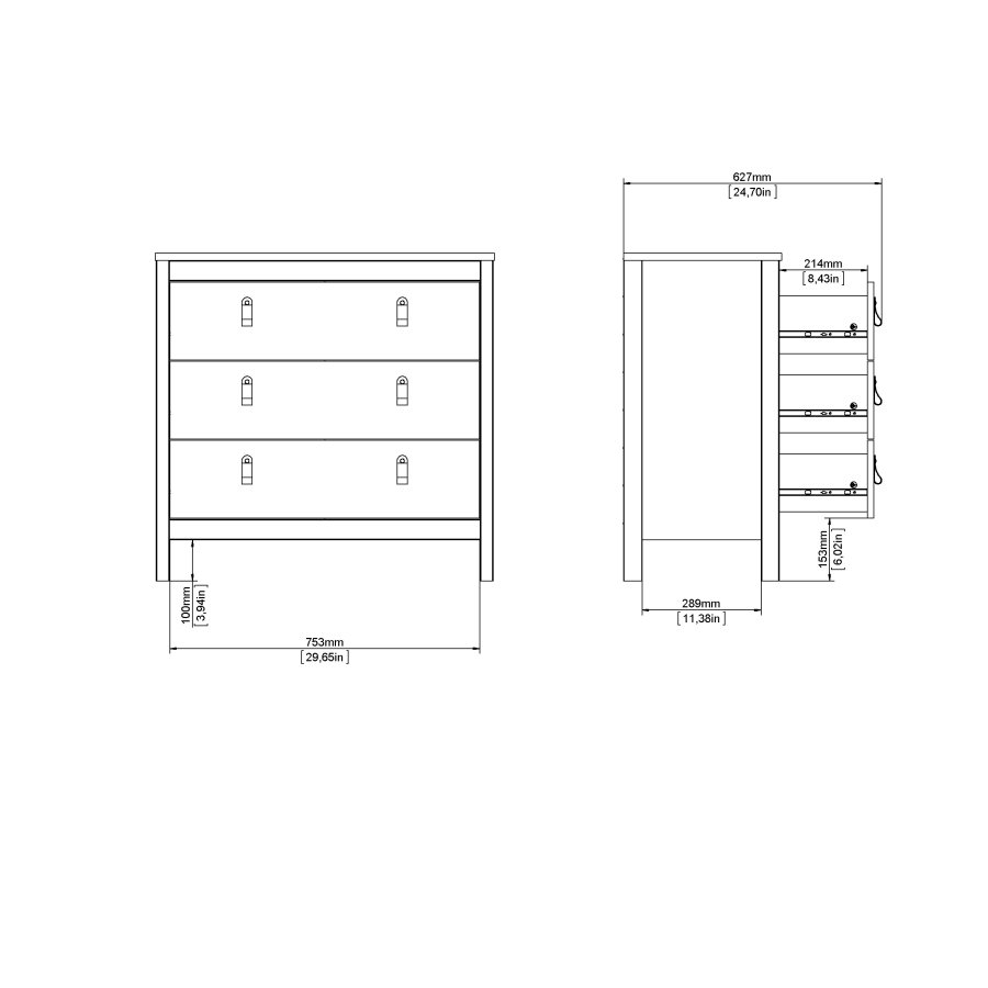 TVILUM Madrid Byr� med 3 l�dor - Parcel