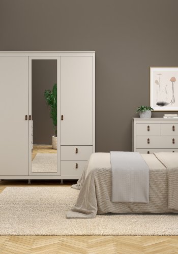 TVILUM Madrid Garderob med 2 d�rrar + 1 spegeld�rr + 2 l�dor - Paket