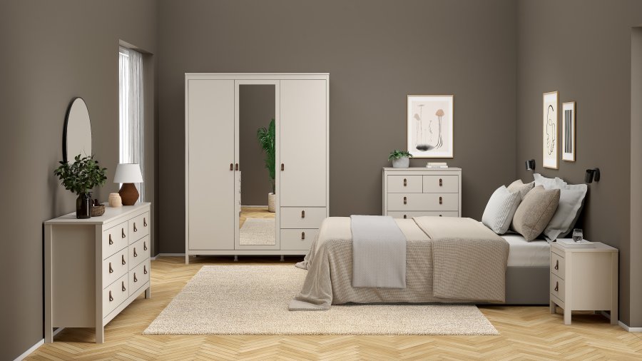 TVILUM Madrid Garderob med 2 d&ouml;rrar + 1 spegeld&ouml;rr + 2 l�dor - Paket