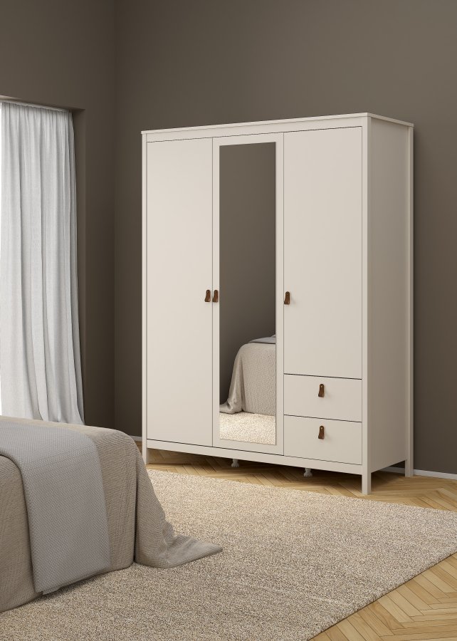 TVILUM Madrid Garderob med 2 d&ouml;rrar + 1 spegeld&ouml;rr + 2 l�dor - Paket