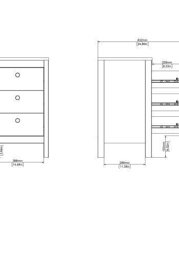 TVILUM Madrid Nattduksbord med 3 l�dor - Parcel