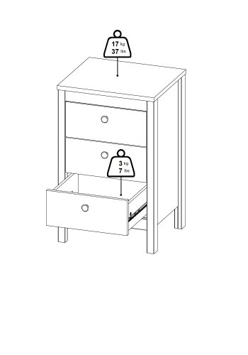 TVILUM Madrid Nattduksbord med 3 l�dor - Parcel