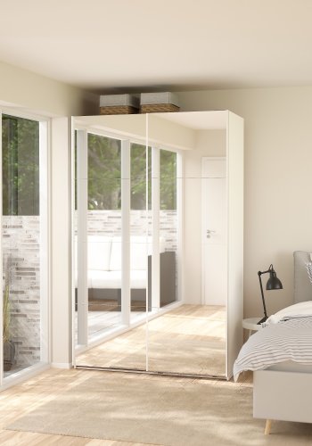 TVILUM Bergamo Garderob med 2 skjutd�rrar och spegel 140 x 220 cm - Paket