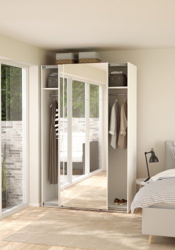 TVILUM Bergamo Garderob med 2 skjutd�rrar och spegel 140 x 220 cm - Paket